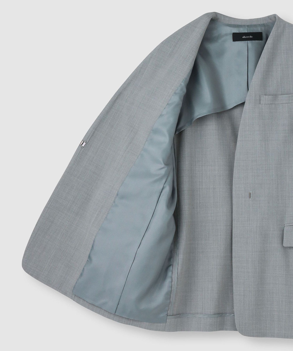 allureville ストレッチノーカラージャケット ライトグレー (91)