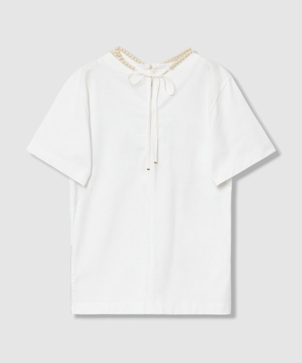 LOULOU WILLOUGHBY パールネックレスＴシャツ ホワイト (01)