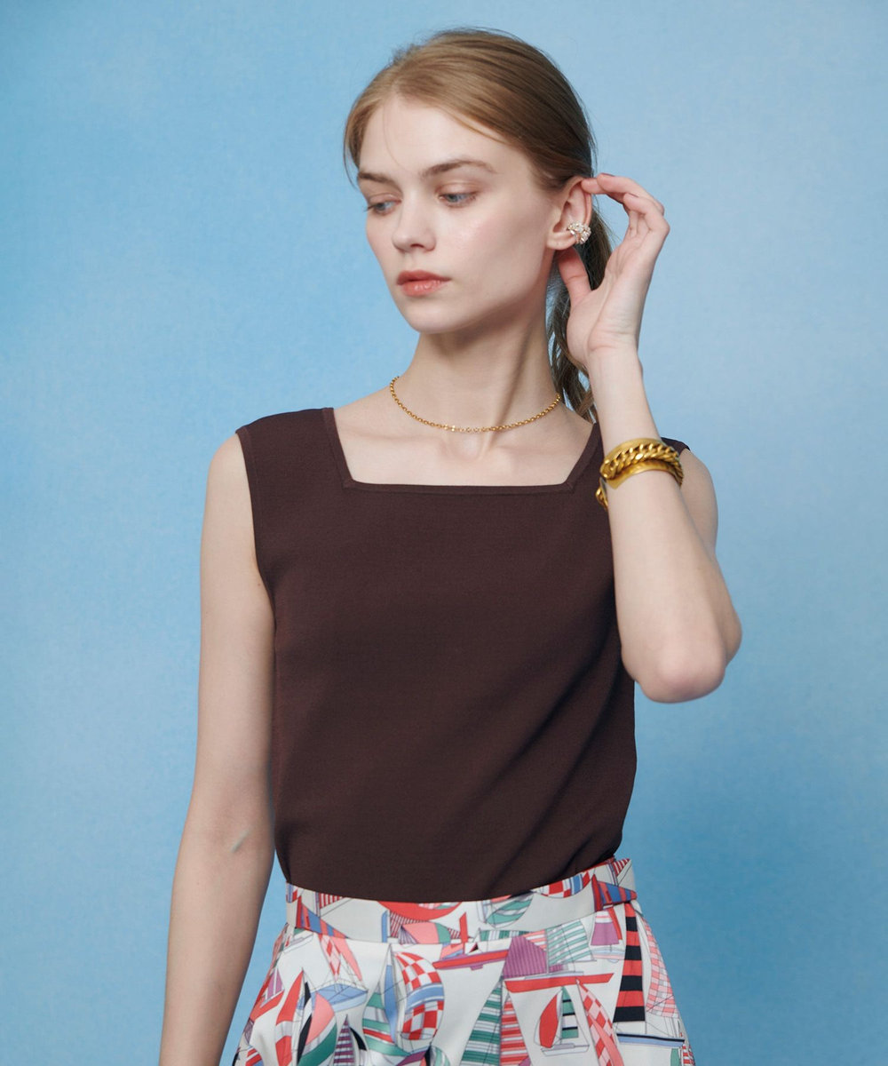 LOULOU WILLOUGHBY 【LOULOU WILLOUGHBY】スクエアタンクトップ モカ (85)