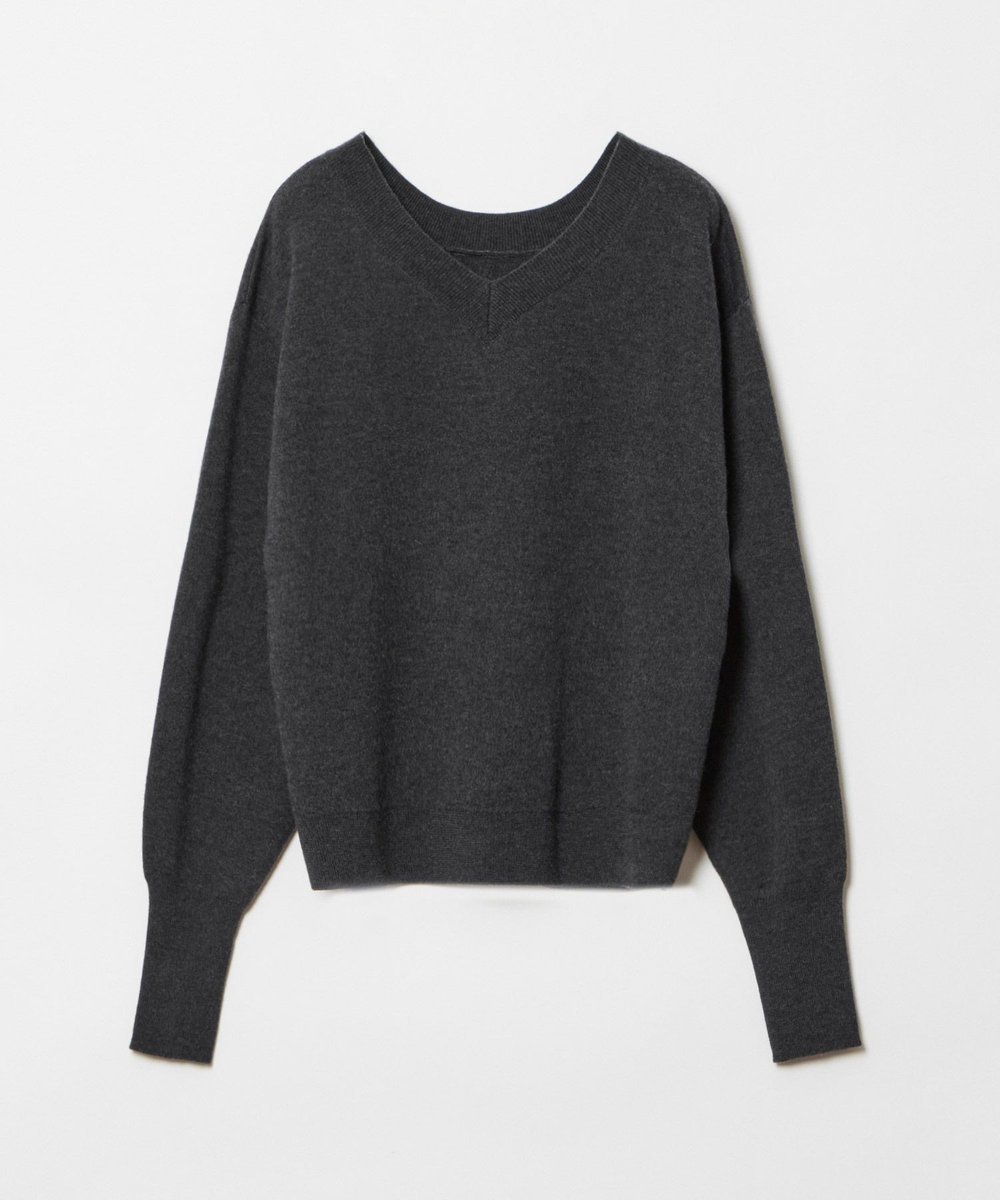 allureville 【セットアップ対応可能】ウールスムース2WAYネックプルオーバー チャコールグレー (94)