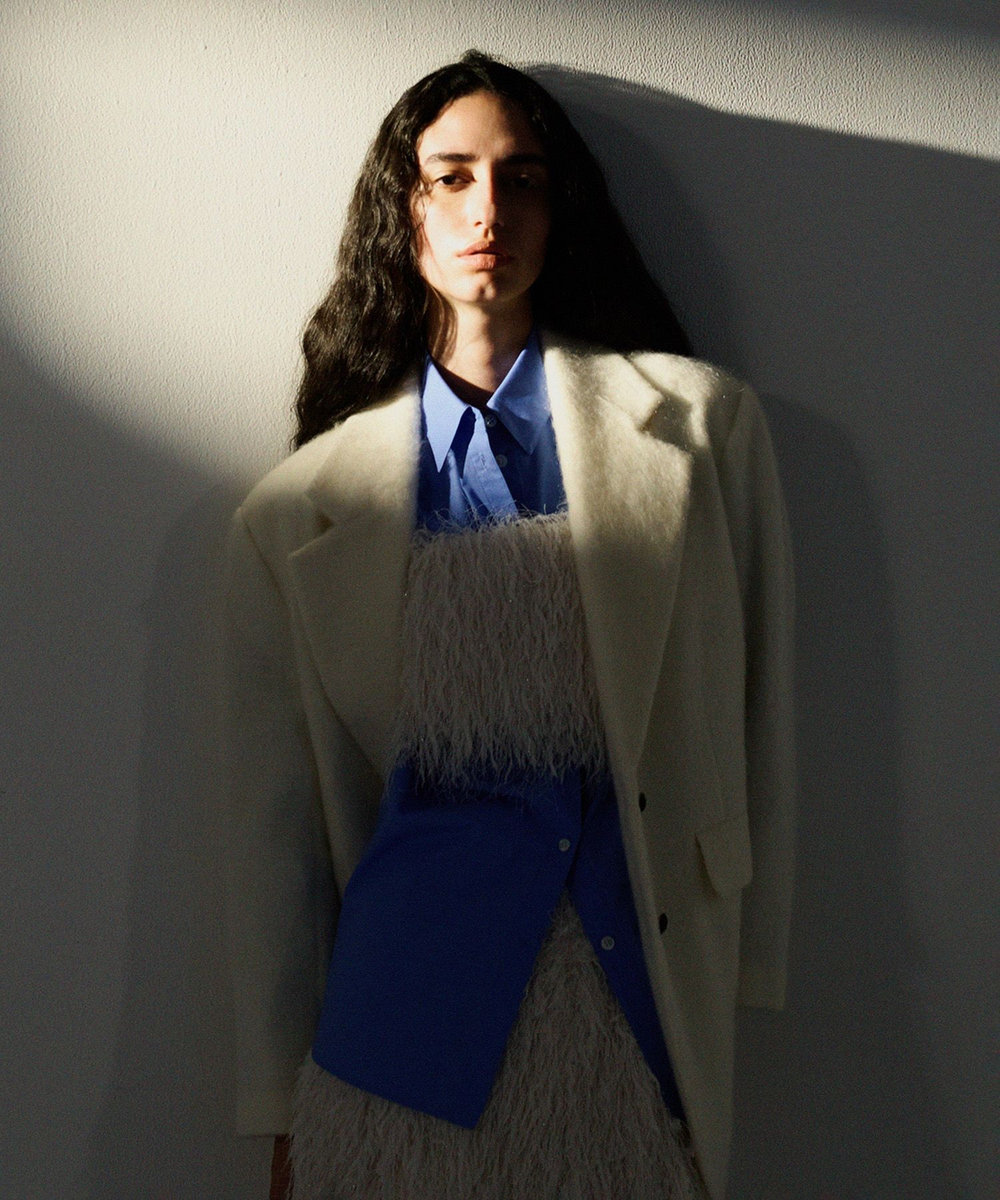 allureville シャギーハーフコート オフホワイト (02)