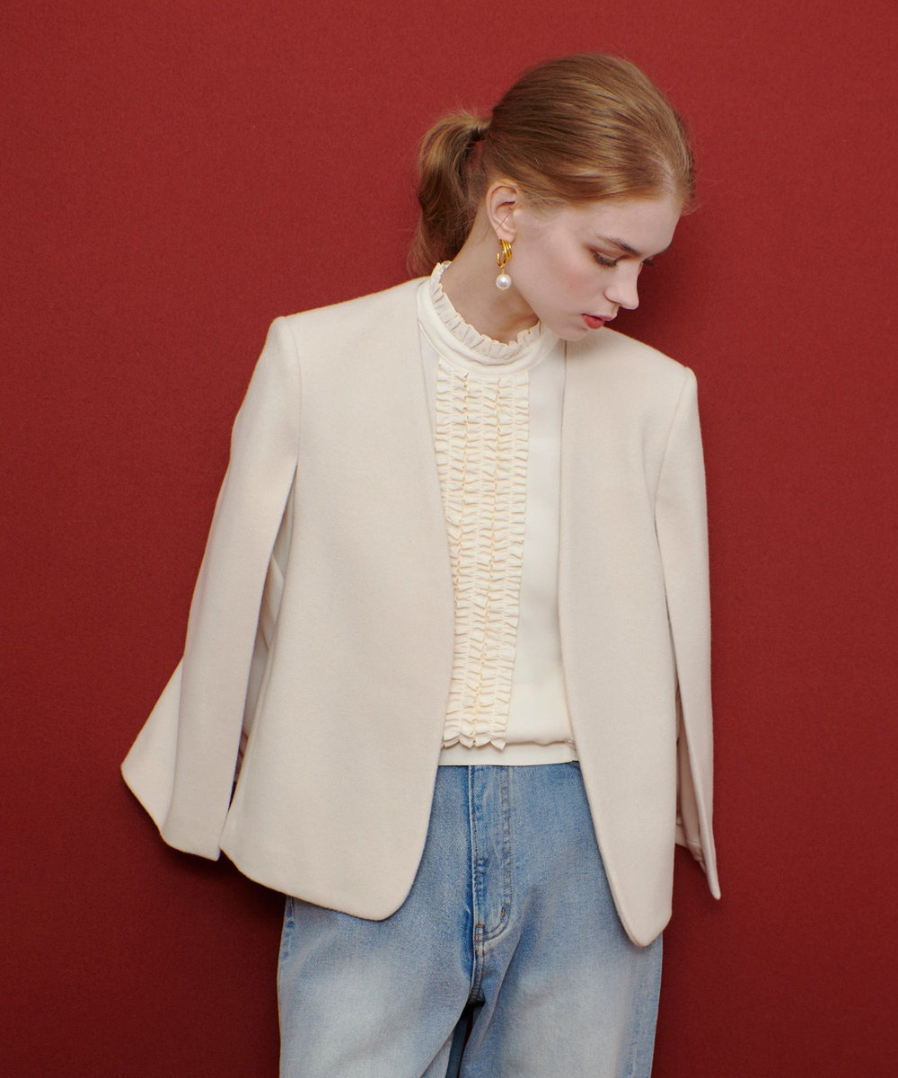 ルルウィルビーケープジャケット02 LOULOU WILLOUGHBY】ビーバーケープジャケット|allureville OFFICIAL