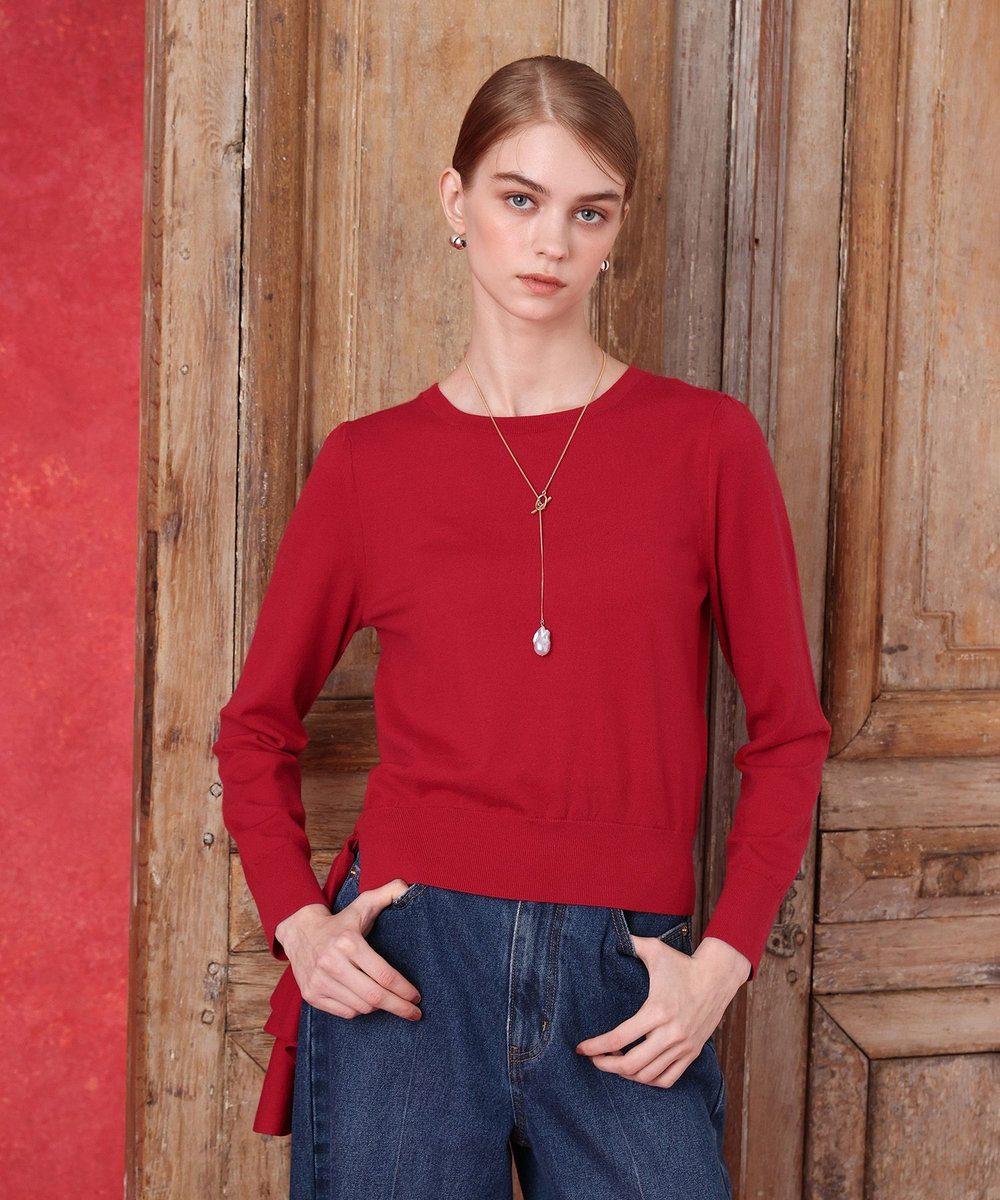 LOULOU WILLOUGHBY バッスルドレーププルオーバー レッド (43)