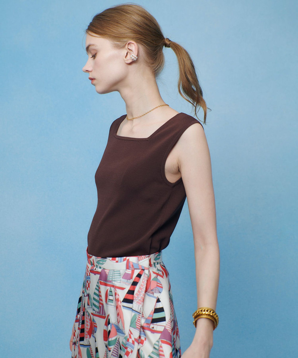 LOULOU WILLOUGHBY 【LOULOU WILLOUGHBY】スクエアタンクトップ モカ (85)