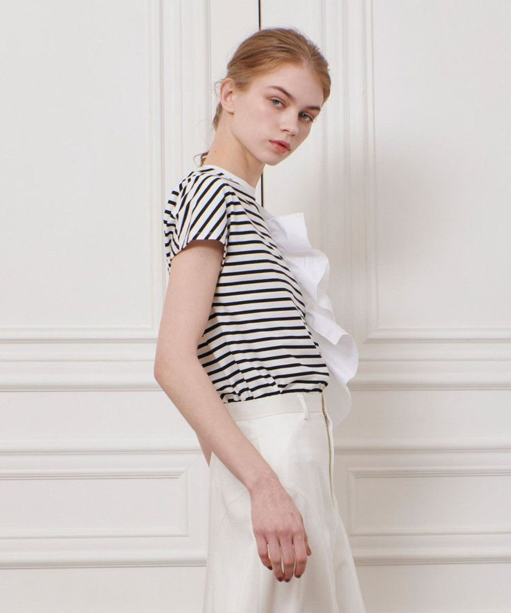 LOULOU WILLOUGHBY 【LOULOU WILLOUGHBY】ギャザーレイヤーTシャツ ブラック系 (98)