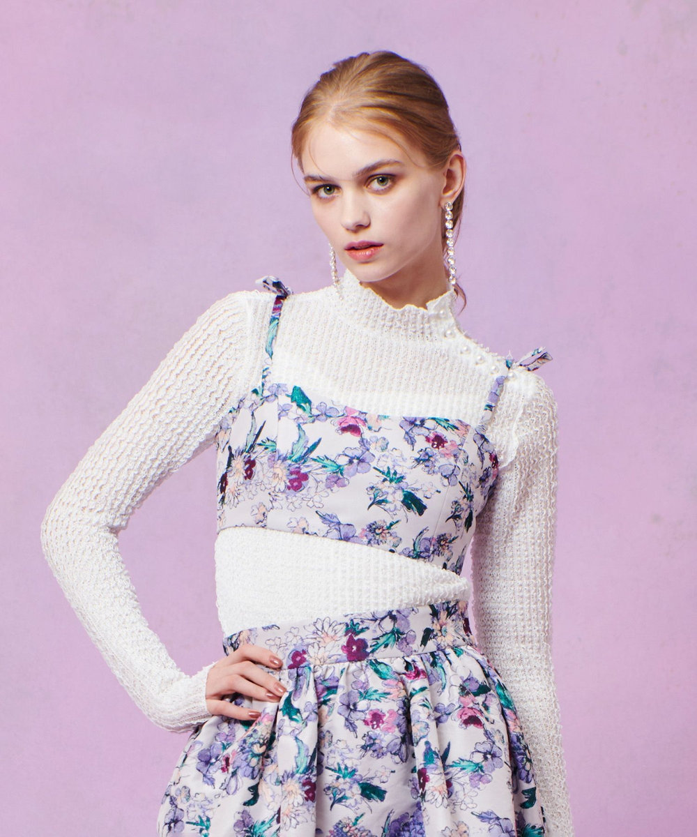 LOULOU WILLOUGHBY LIMONTAフラワージャガードビスチェ ラベンダー (53)