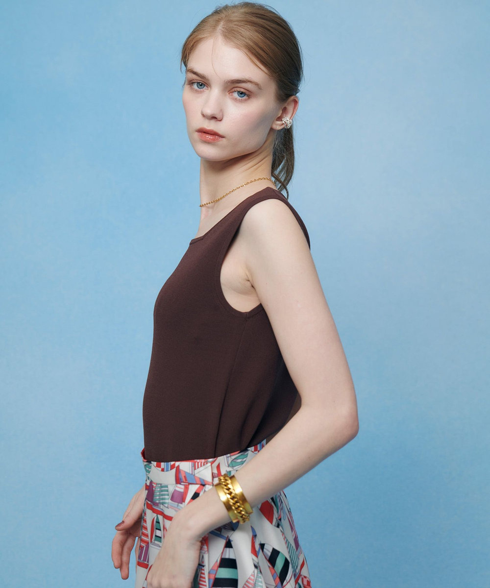 LOULOU WILLOUGHBY 【LOULOU WILLOUGHBY】スクエアタンクトップ モカ (85)