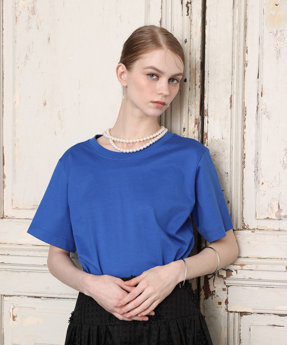 LOULOU WILLOUGHBY パールネックレスＴシャツ ブルー (61)