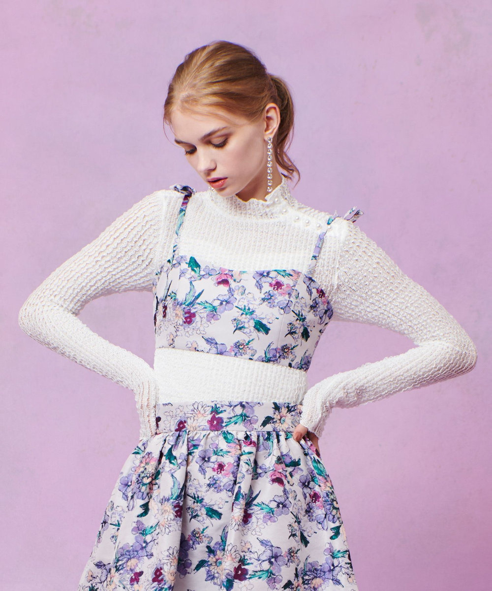 LOULOU WILLOUGHBY LIMONTAフラワージャガードビスチェ ラベンダー (53)