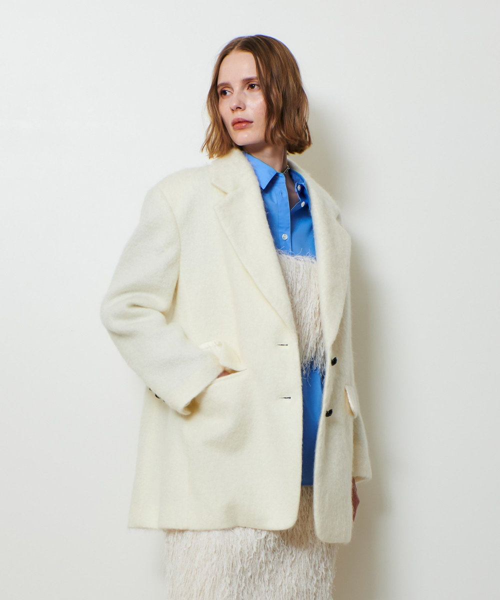 allureville シャギーハーフコート オフホワイト (02)