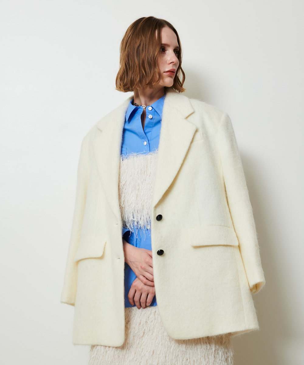 allureville シャギーハーフコート オフホワイト (02)