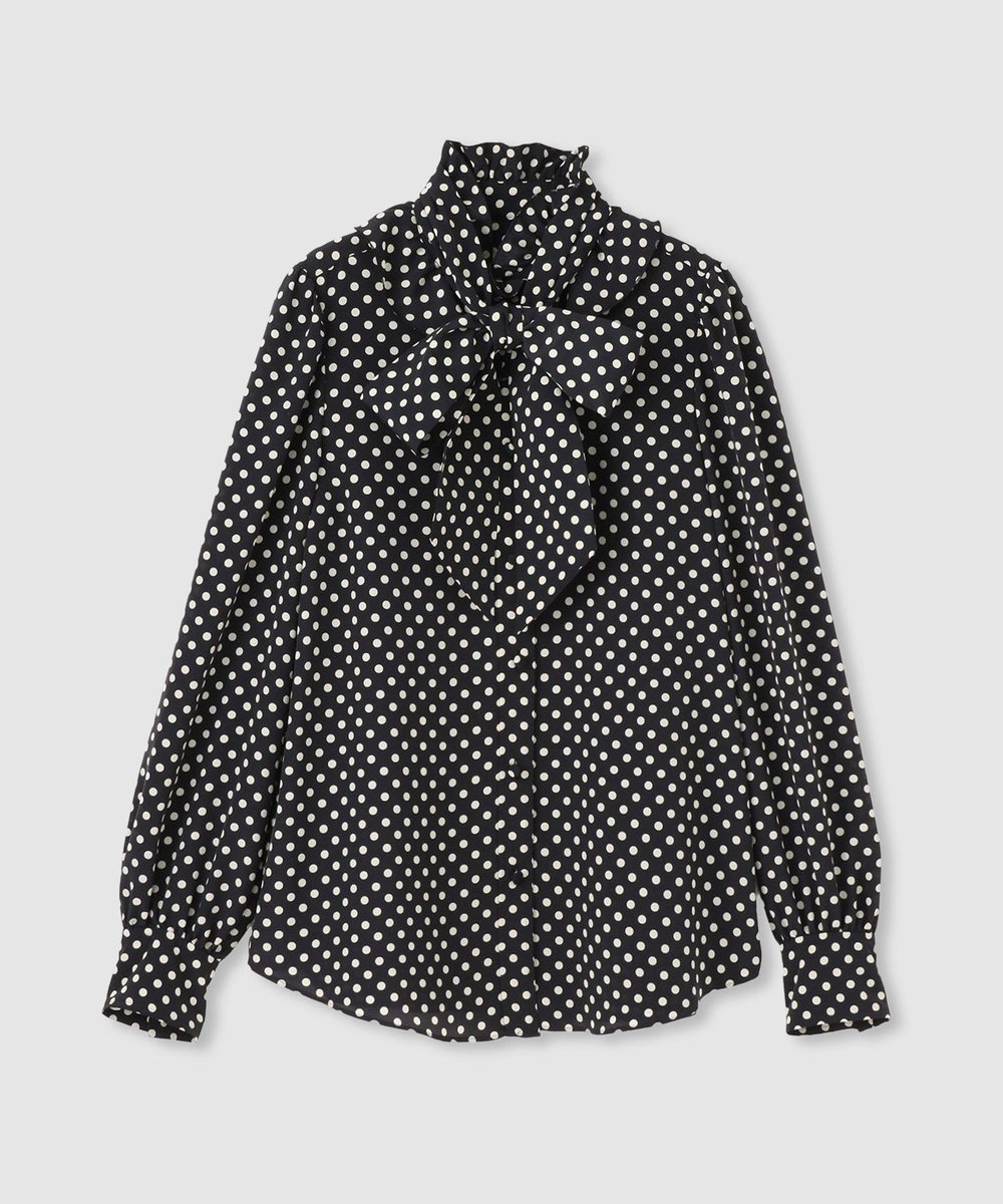 LOULOU WILLOUGHBY ◇【LOULOU WILLOUGHBY】デシンドットフリルボウタイブラウス ブラック (95)