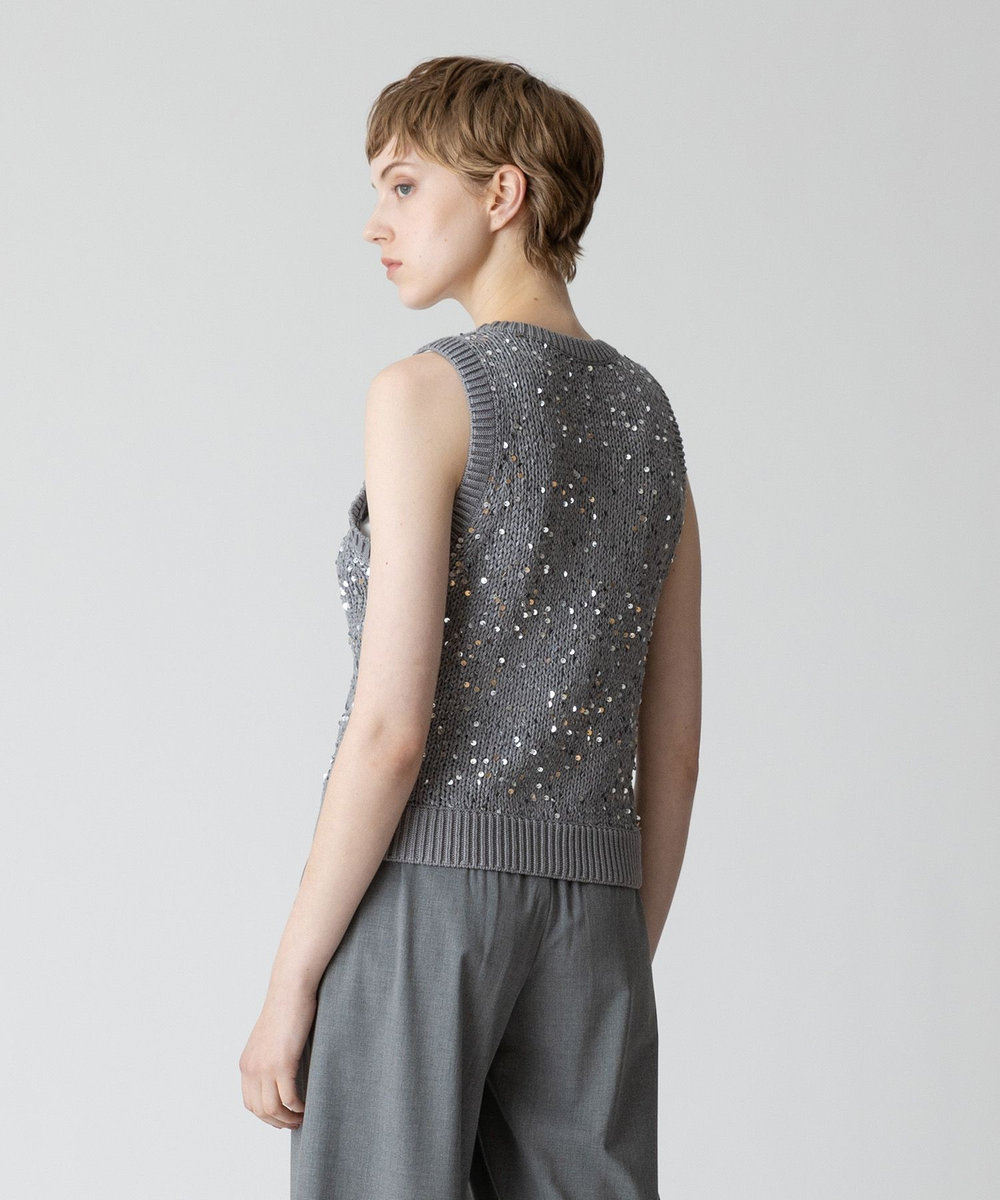 allureville スパンコールニットジレ グレー (92)