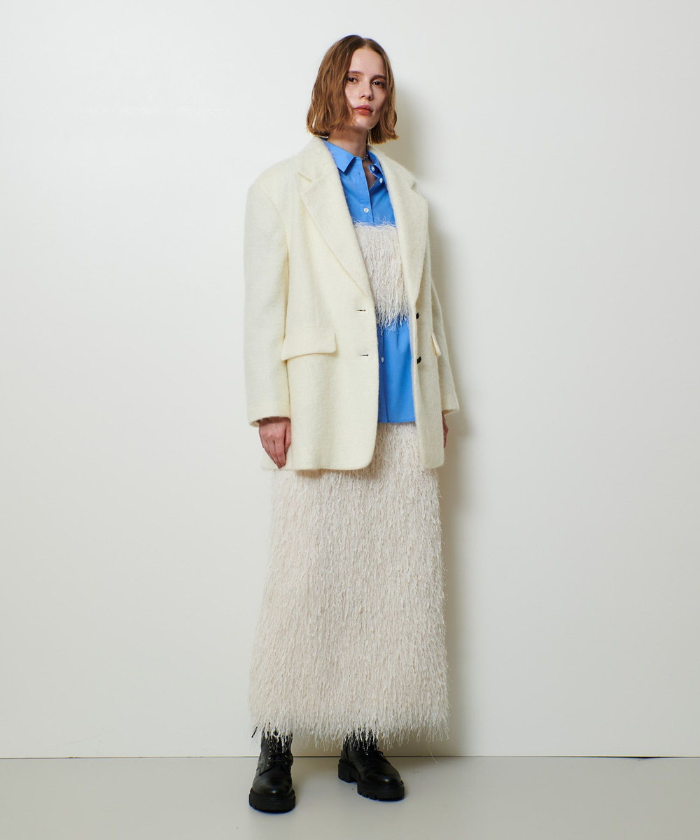 allureville シャギーハーフコート オフホワイト (02)
