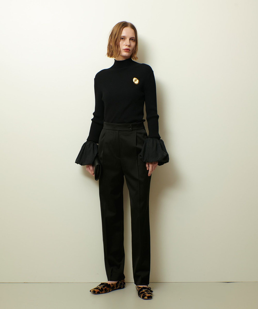 allureville クロップドテーパードパンツ ブラック (95)