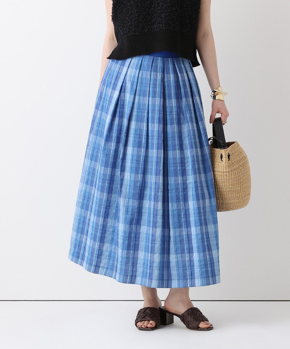 allureville オンブレーチェックタックスカート ブルー (61)