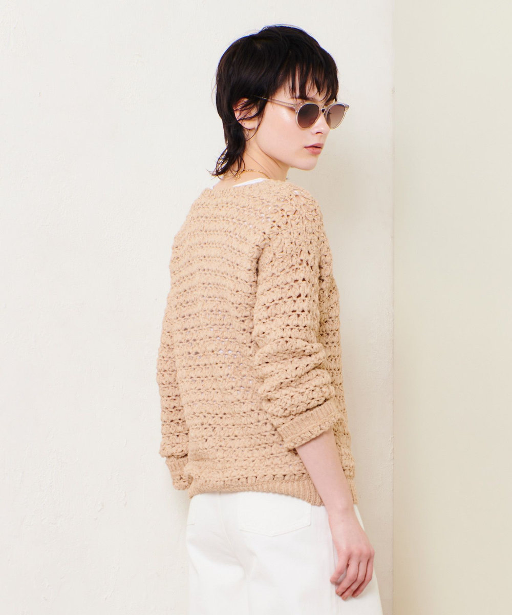 allureville テープヤーンハンドニットプルオーバー ベージュ (11)