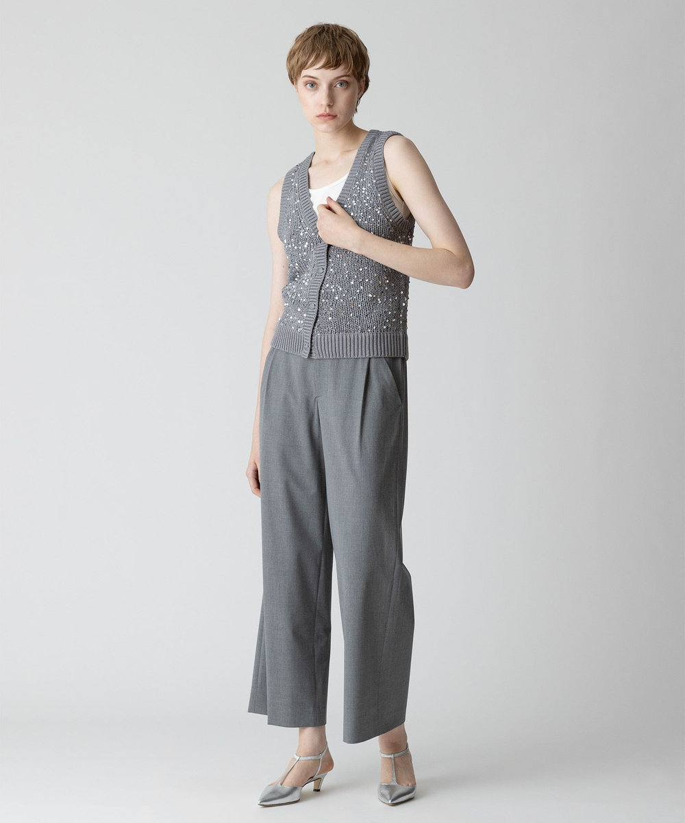 allureville スパンコールニットジレ グレー (92)