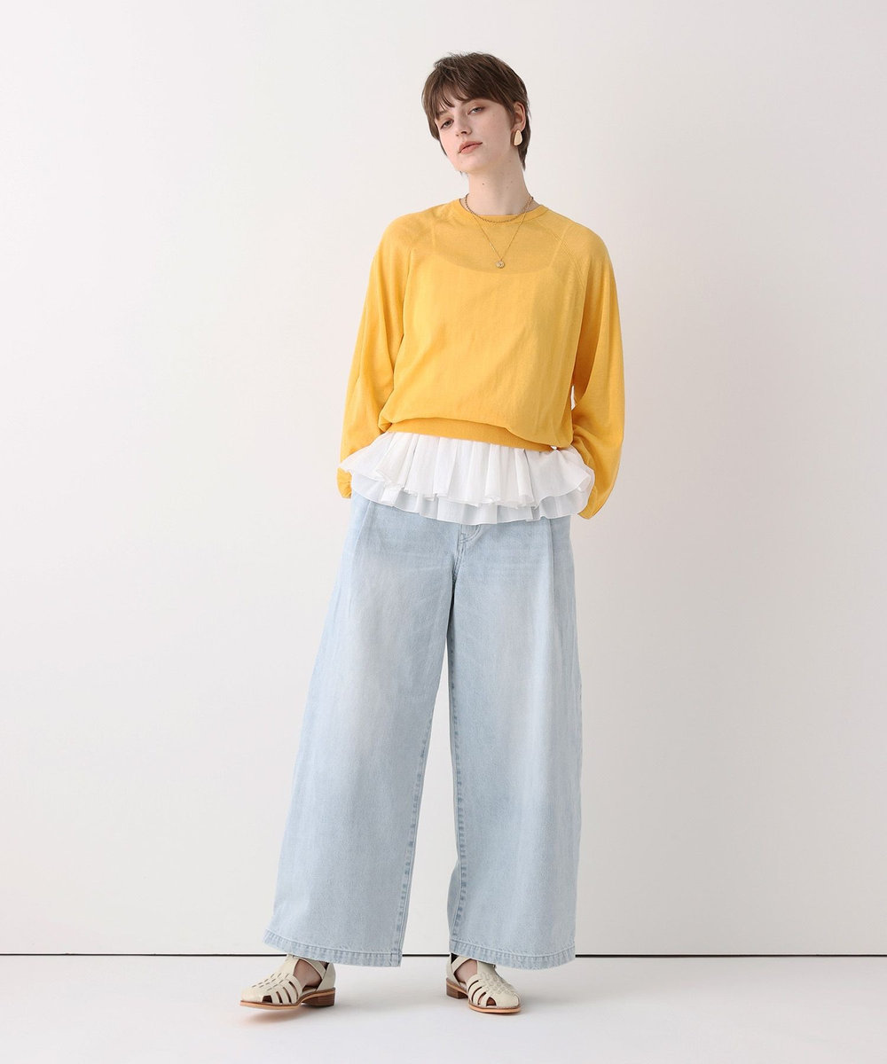 allureville ブリーチデニムワイドレッグパンツ ライトブルー (62)