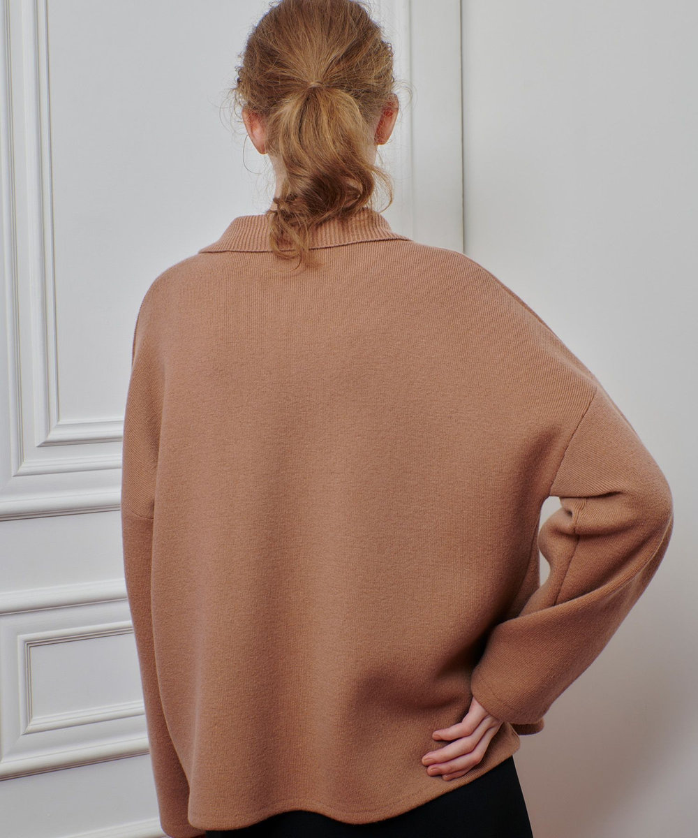 LOULOU WILLOUGHBY ファー衿ニットショートコート ベージュ (11)