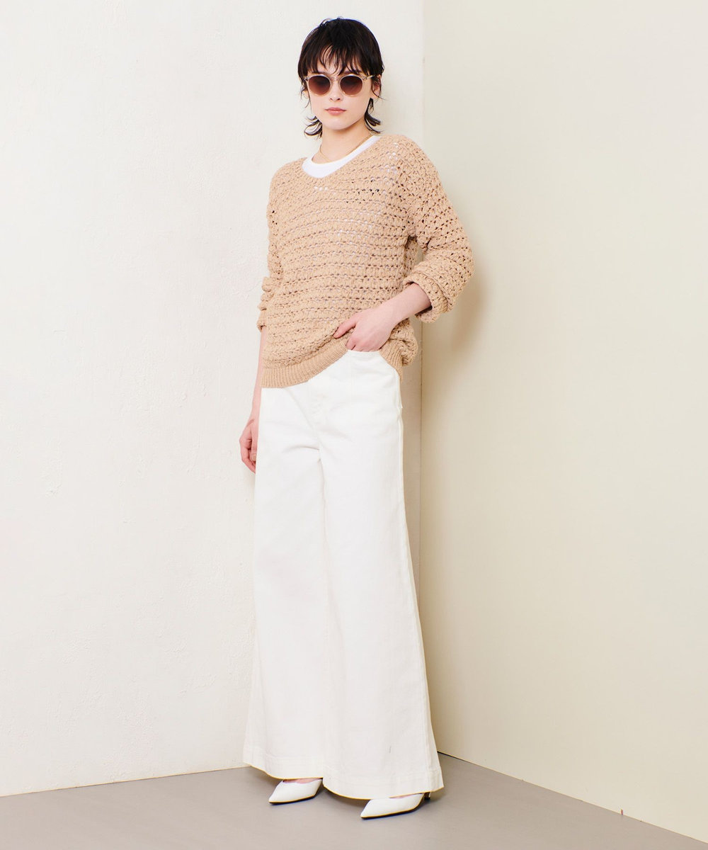 allureville テープヤーンハンドニットプルオーバー ベージュ (11)