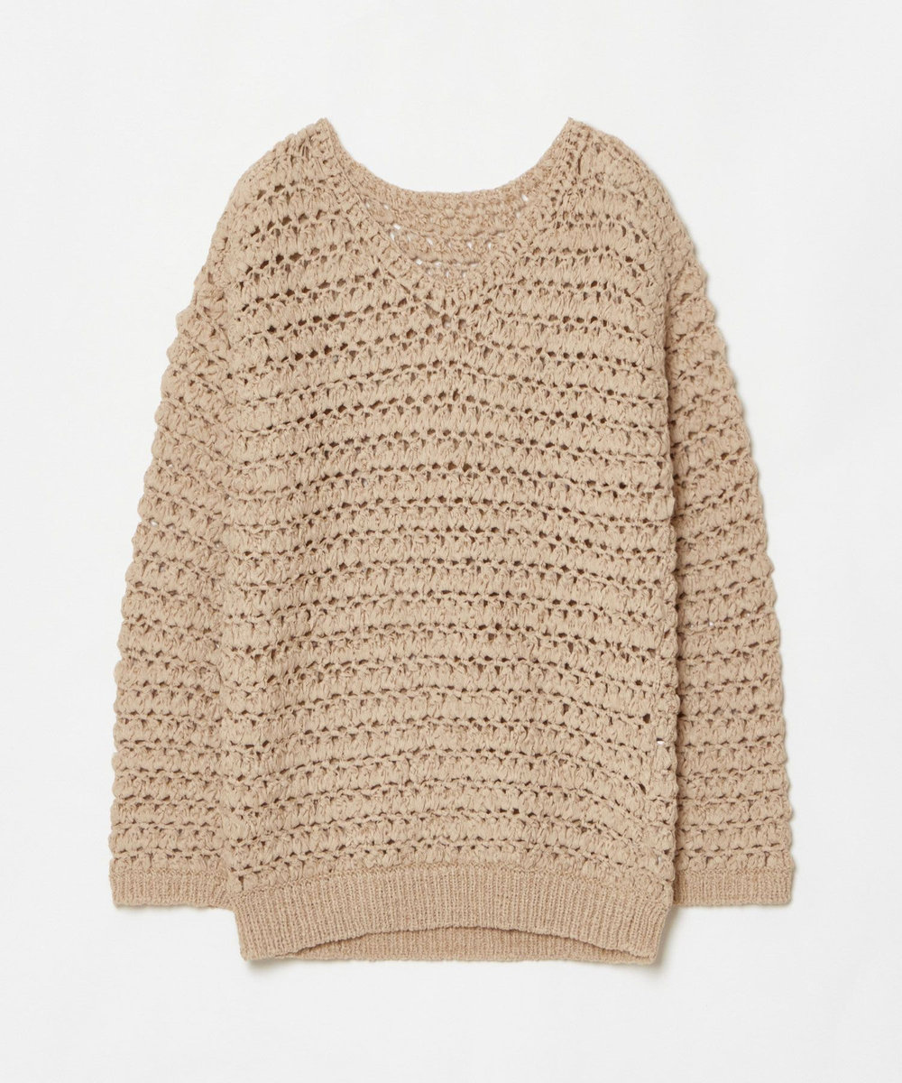 allureville テープヤーンハンドニットプルオーバー ベージュ (11)