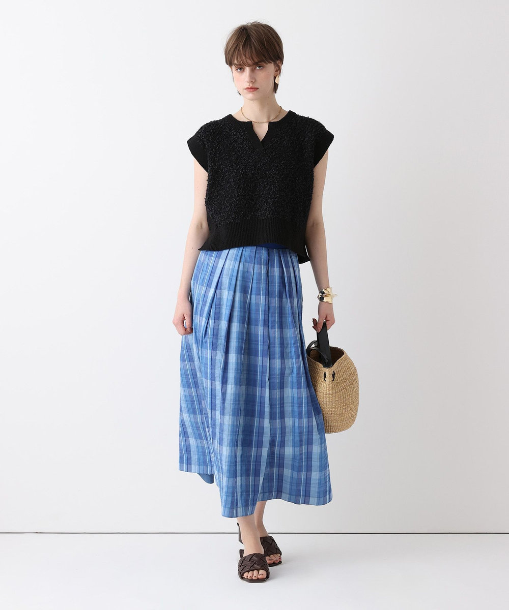 allureville オンブレーチェックタックスカート ブルー (61)