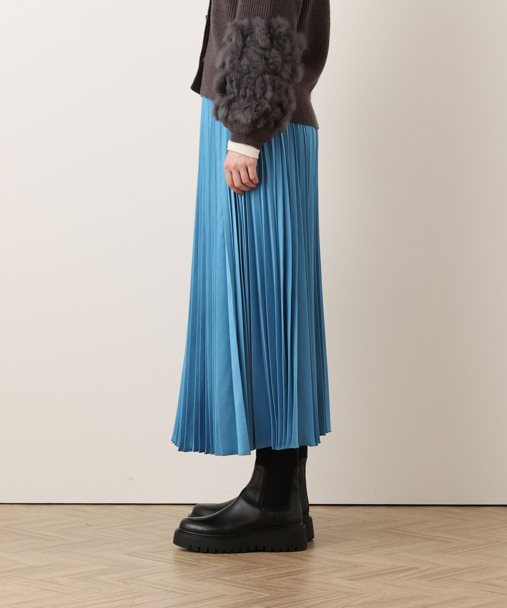 allureville サテンアコーディオンプリーツスカート ブルー (61)