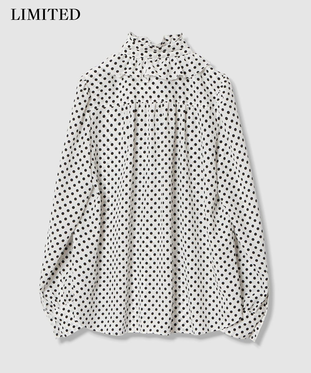 LOULOU WILLOUGHBY ◇【LOULOU WILLOUGHBY】デシンドットフリルボウタイブラウス オフホワイト (02)