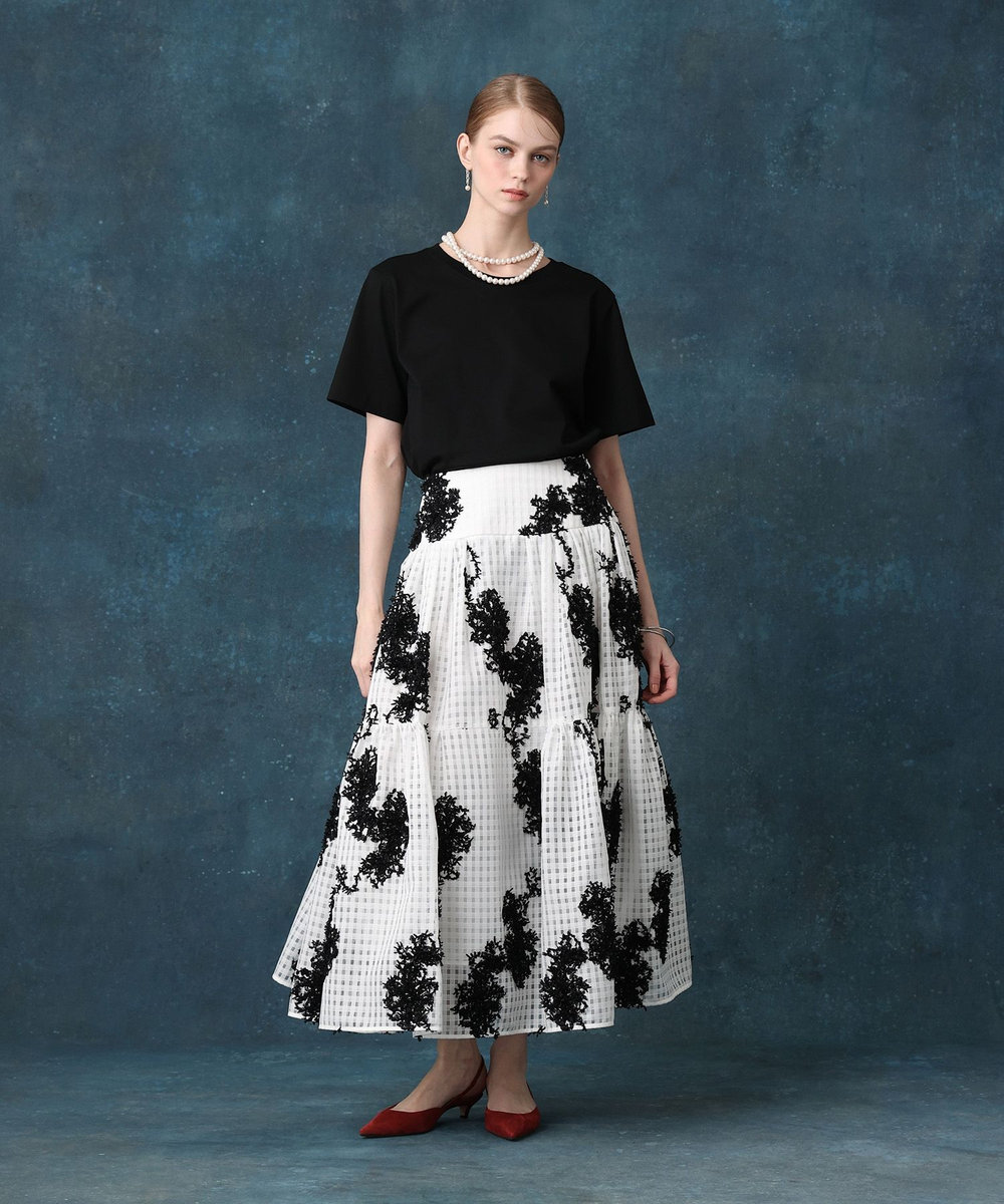 LOULOU WILLOUGHBY パールネックレスＴシャツ ブラック (95)