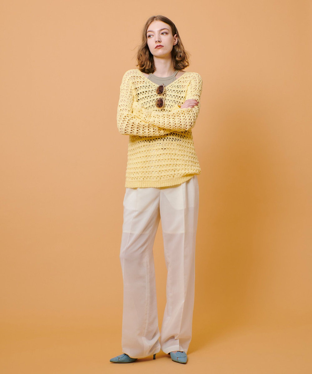allureville テープヤーンハンドニットプルオーバー イエロー (21)
