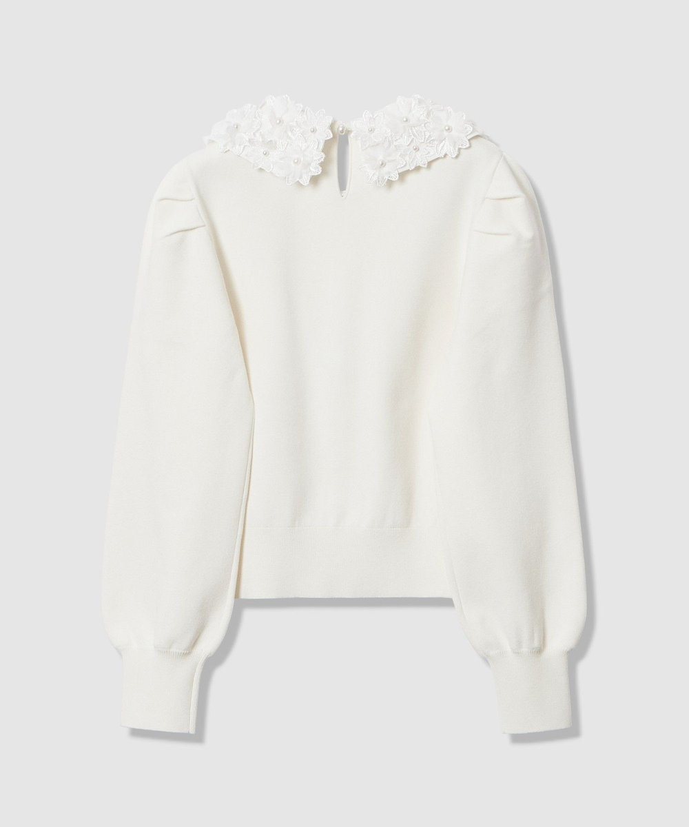LOULOU WILLOUGHBY 【LOULOU WILLOUGHBY】フラワー衿付プルオーバー オフホワイト (02)