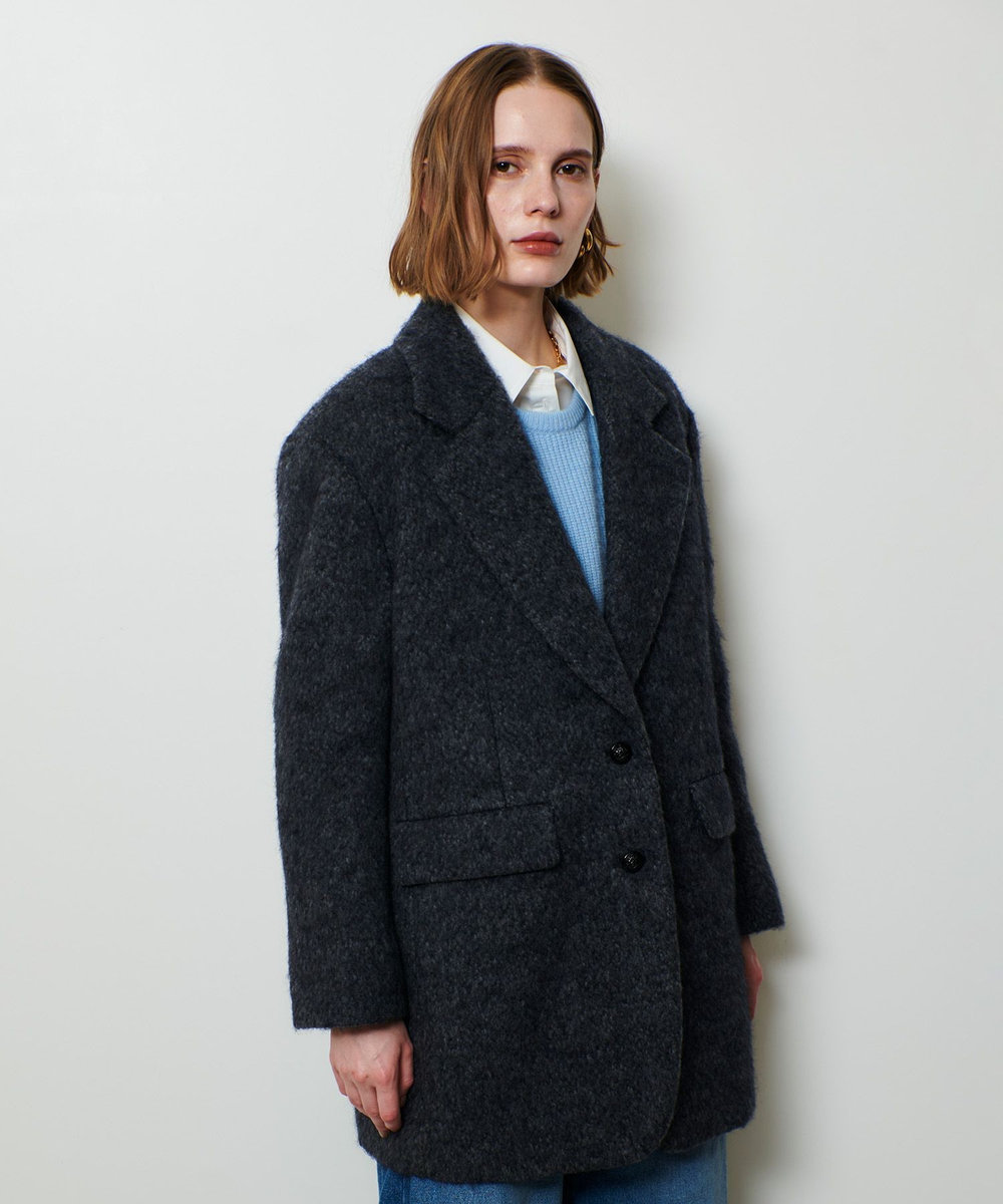 allureville シャギーハーフコート チャコールグレー (94)