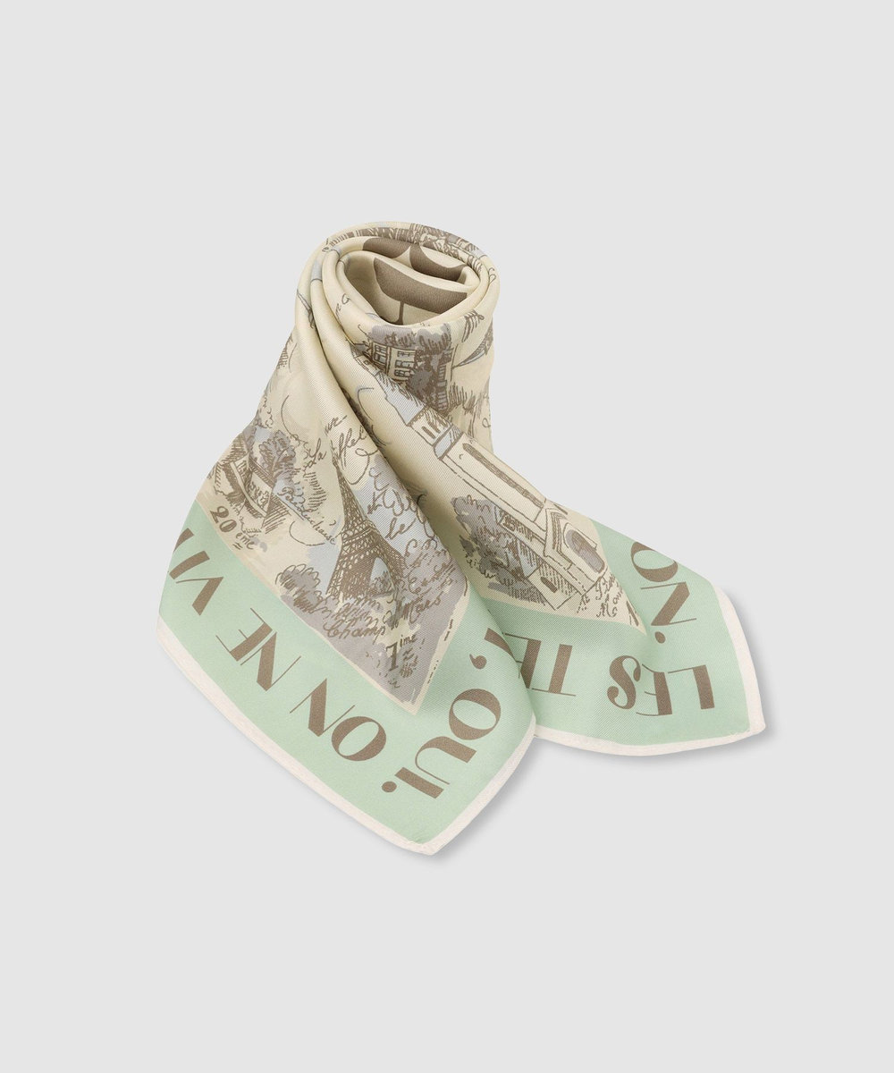 allureville マッププリントスカーフ ミントグリーン (73)