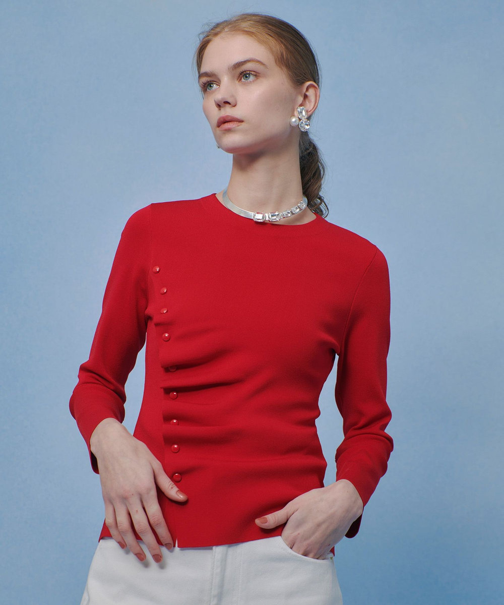 LOULOU WILLOUGHBY 【LOULOU WILLOUGHBY】ドレープアシメプルオーバー レッド (43)