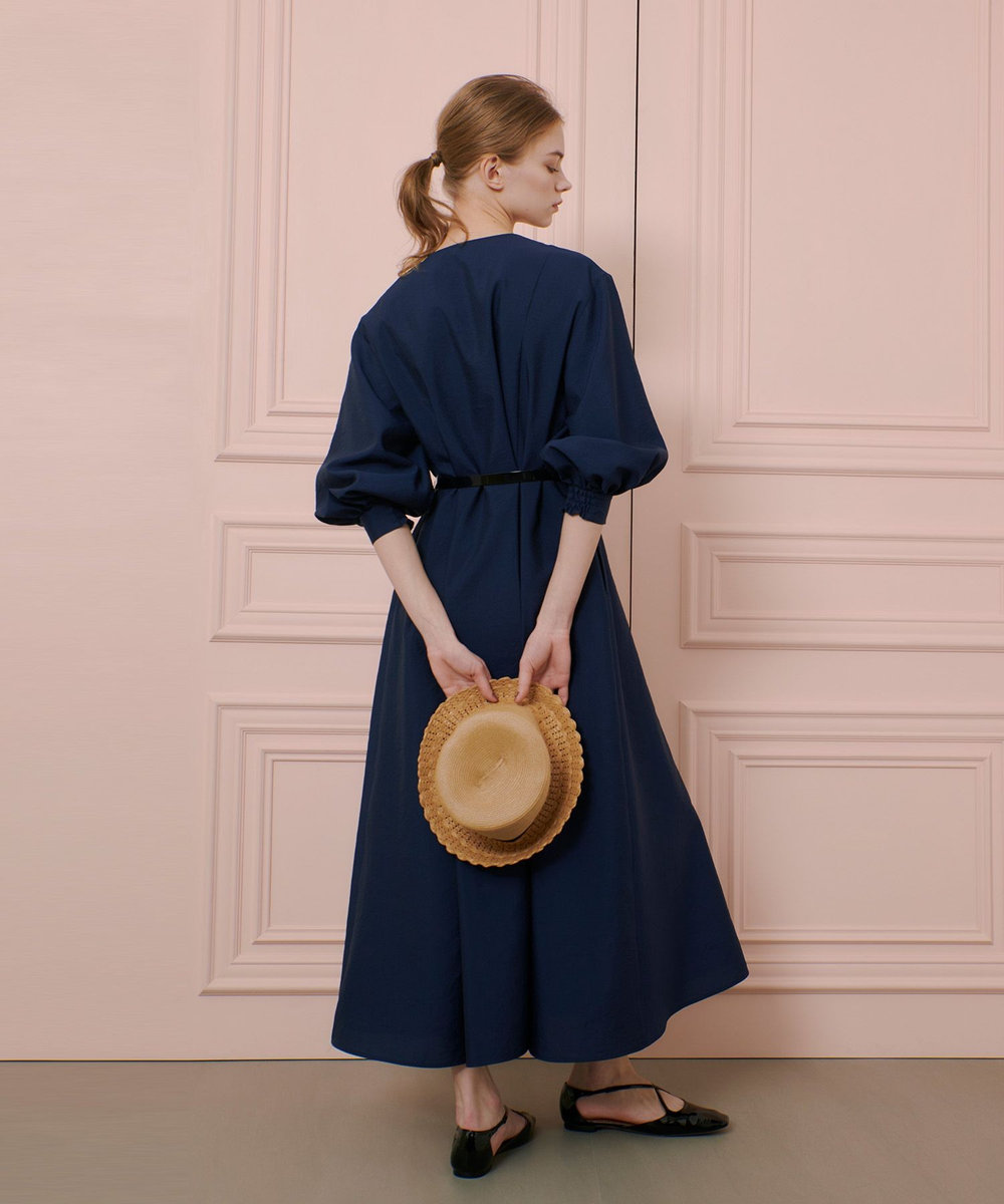LOULOU WILLOUGHBY 【LOULOU WILLOUGHBY】ヴィンテージオーガンパフワンピース ネイビー (65)