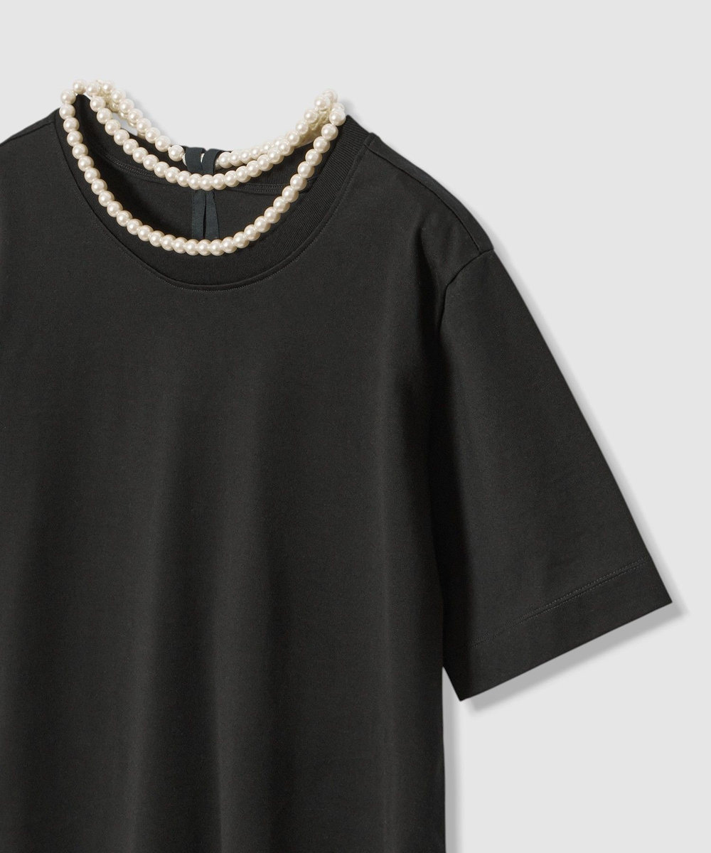 LOULOU WILLOUGHBY パールネックレスＴシャツ ブラック (95)