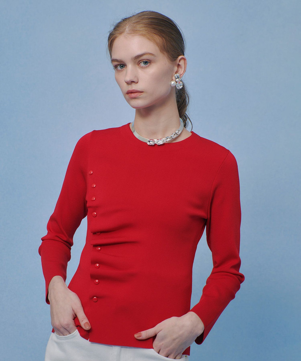 LOULOU WILLOUGHBY 【LOULOU WILLOUGHBY】ドレープアシメプルオーバー レッド (43)