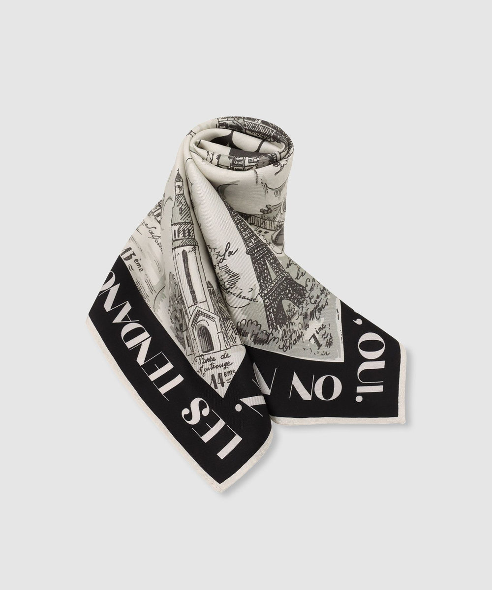 allureville マッププリントスカーフ ブラック系 (98)