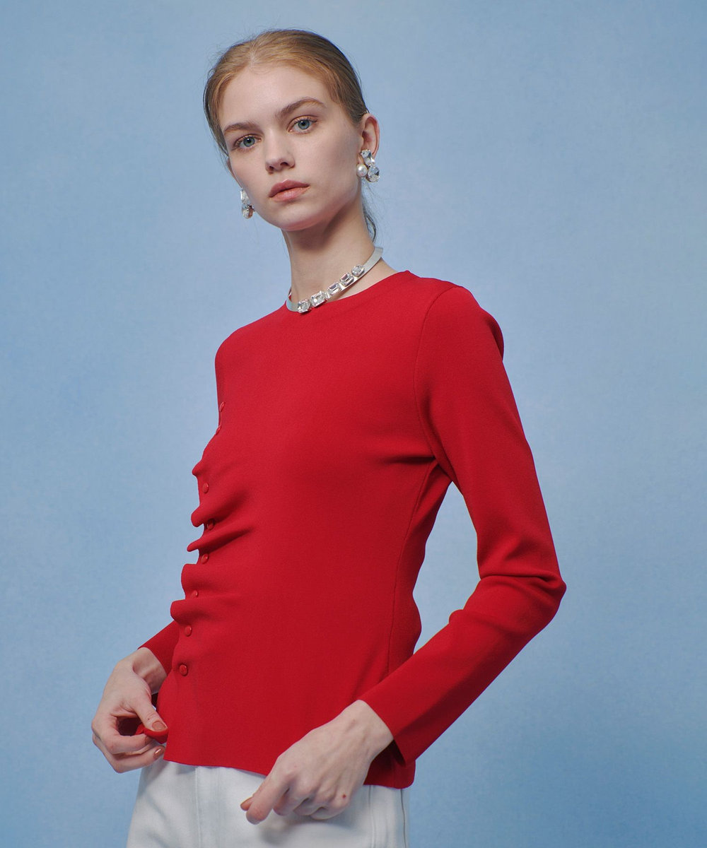 LOULOU WILLOUGHBY 【LOULOU WILLOUGHBY】ドレープアシメプルオーバー レッド (43)