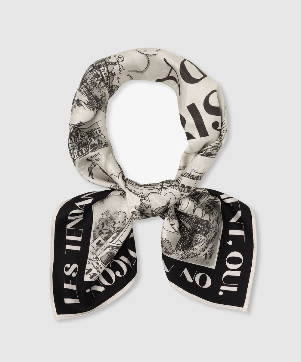 allureville マッププリントスカーフ ブラック系 (98)