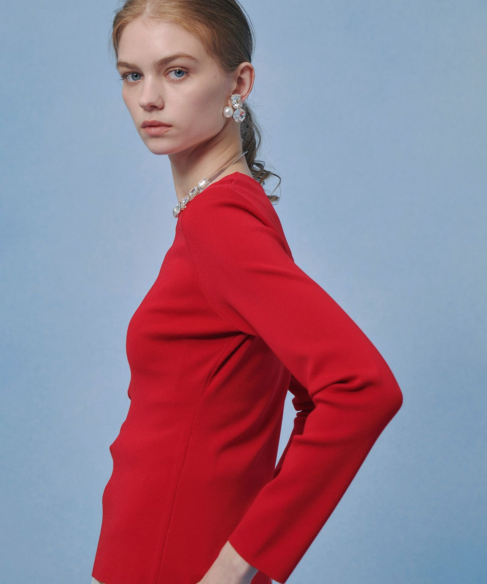 LOULOU WILLOUGHBY 【LOULOU WILLOUGHBY】ドレープアシメプルオーバー レッド (43)