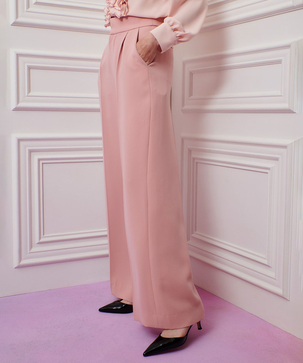 LOULOU WILLOUGHBY ダブルクロスハイウエストサロペットパンツ ピンク (41)