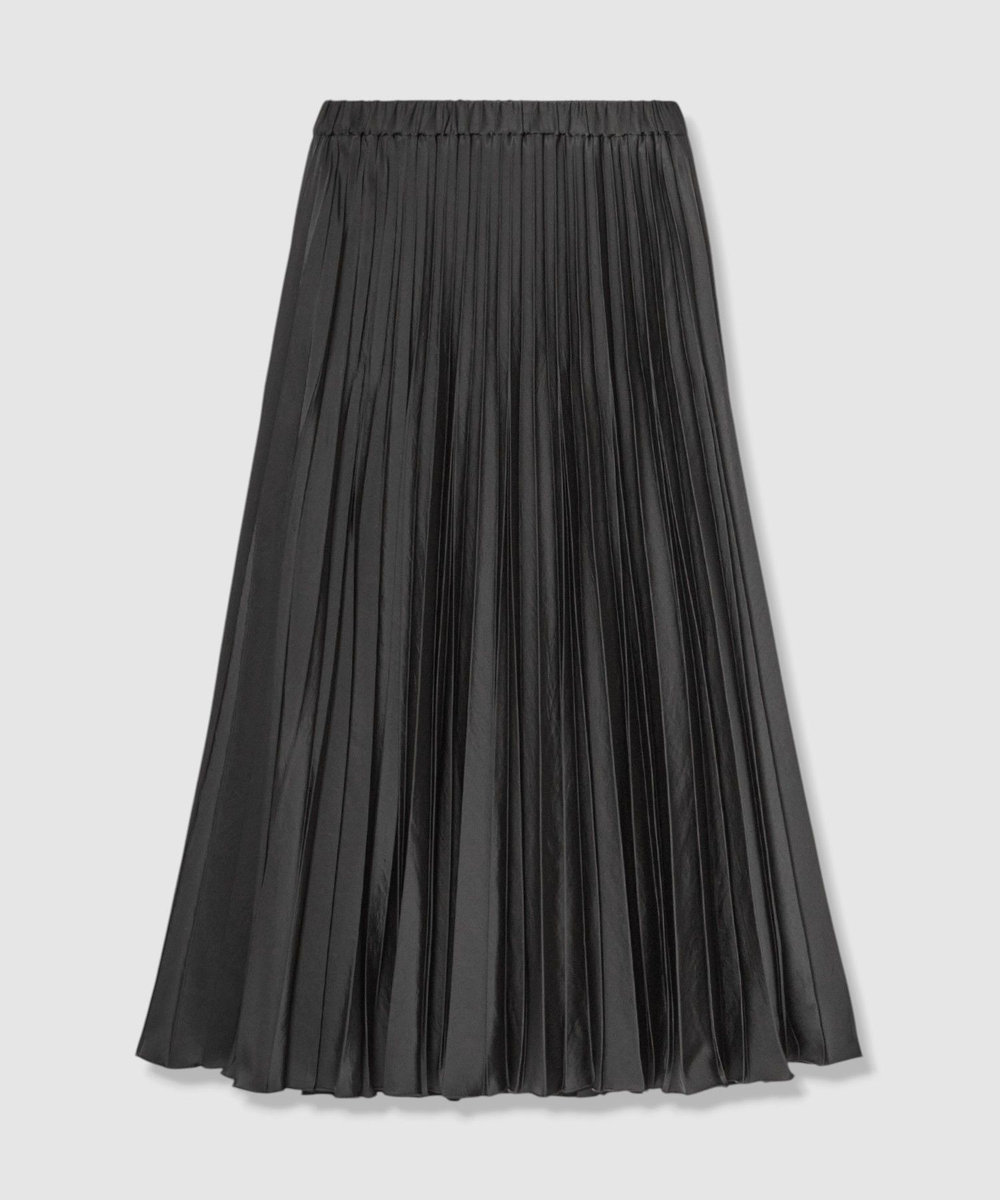 allureville サテンアコーディオンプリーツスカート ブラック (95)