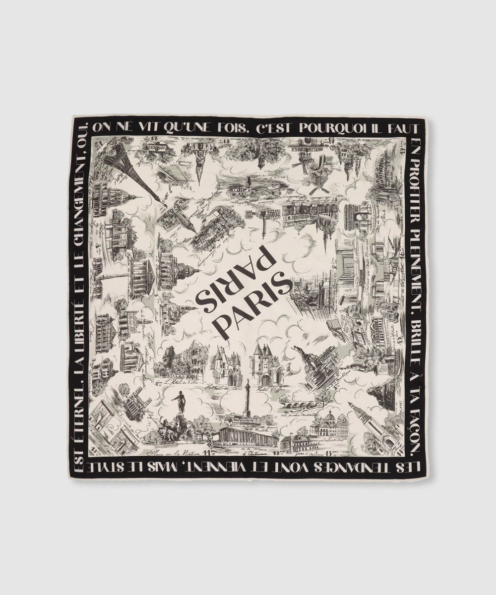 allureville マッププリントスカーフ ブラック系 (98)