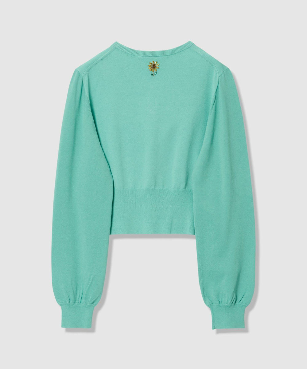 LOULOU WILLOUGHBY  WEB 一部店舗限定【LOULOU WILLOUGHBY】サンフラワービジューカーディガン ターコイズ (64)