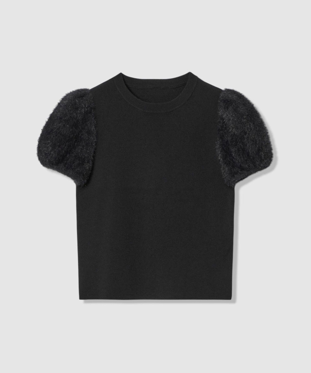 LOULOU WILLOUGHBY WEB限定【LOULOU WILLOUGHBY】フェザースリーブプルオーバー ブラック (95)