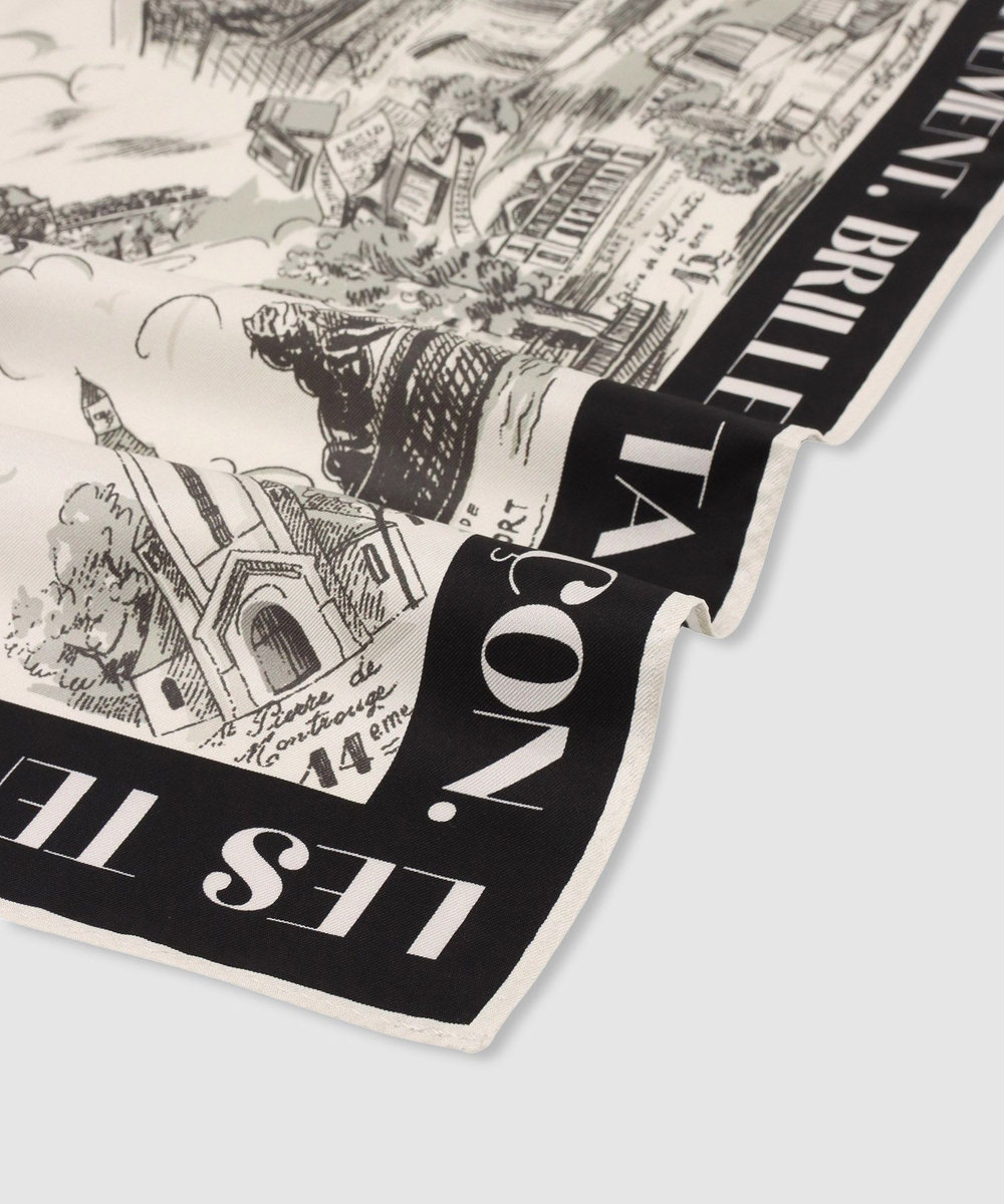 allureville マッププリントスカーフ ブラック系 (98)