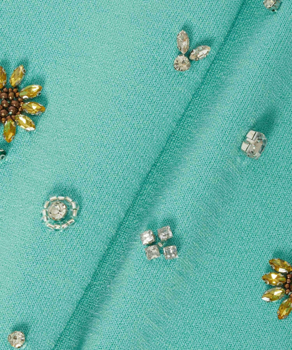 LOULOU WILLOUGHBY  WEB 一部店舗限定【LOULOU WILLOUGHBY】サンフラワービジューカーディガン ターコイズ (64)