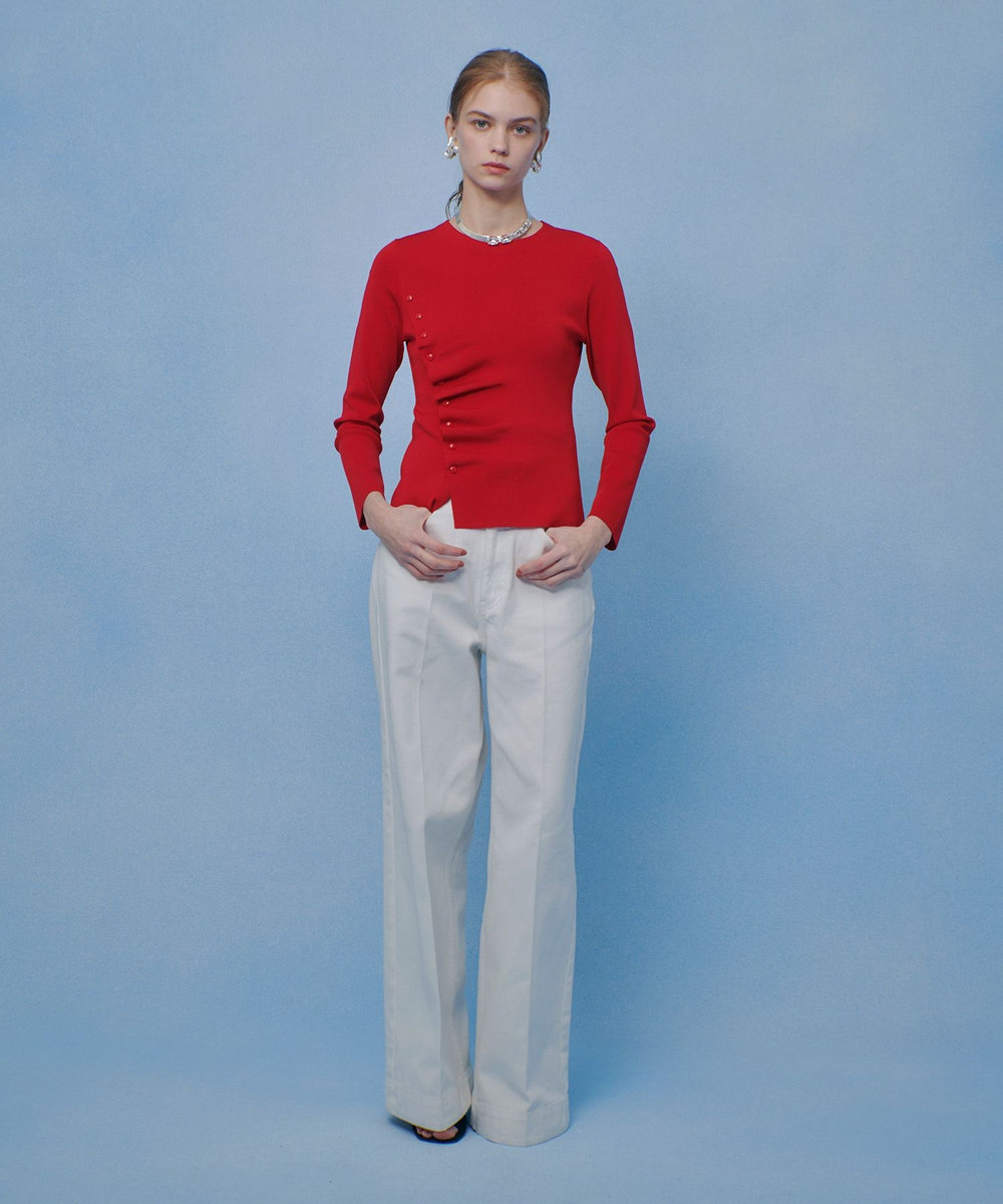 LOULOU WILLOUGHBY 【LOULOU WILLOUGHBY】ドレープアシメプルオーバー レッド (43)